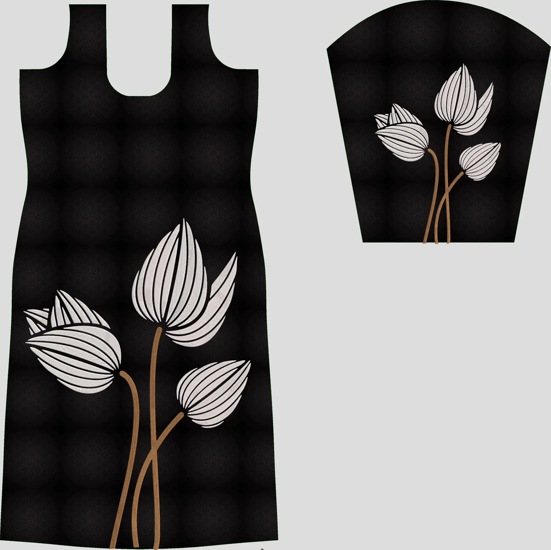 Modern Stylized Lotus Bud Computer Embroidery Design