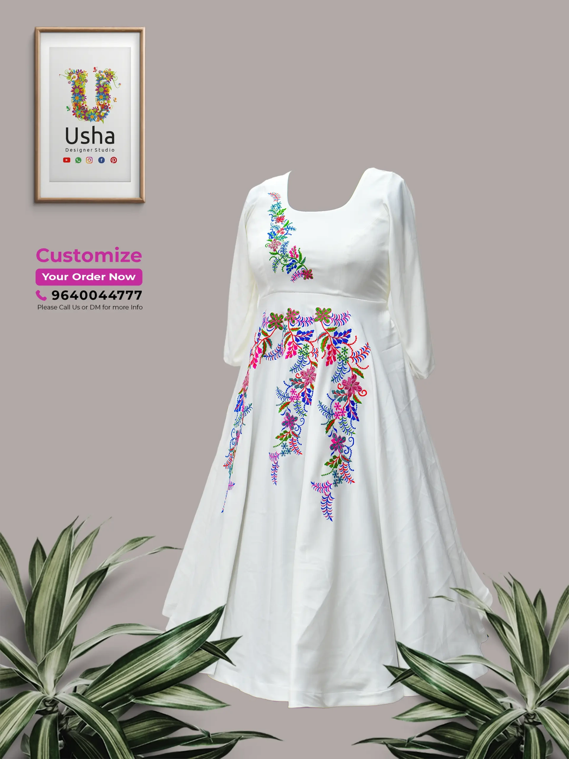 Bespoke Indo-Western Floral Frock | Custom Tailoring Vijayawada | Usha Designer Studio
